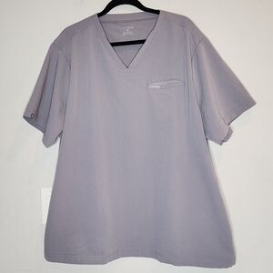 Jaanuu 4 pocket grey v-neck Scrub Top Men's size 2X